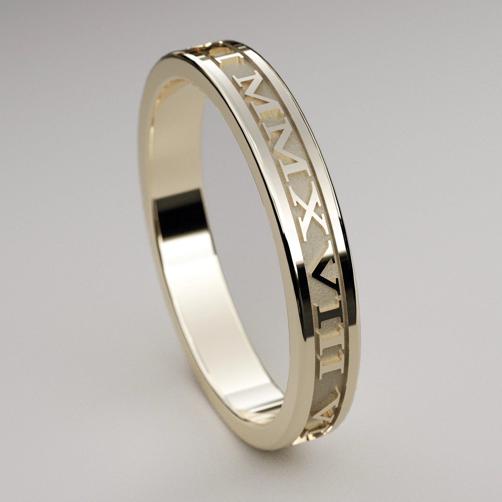 Roman numeral 2025 engraved ring