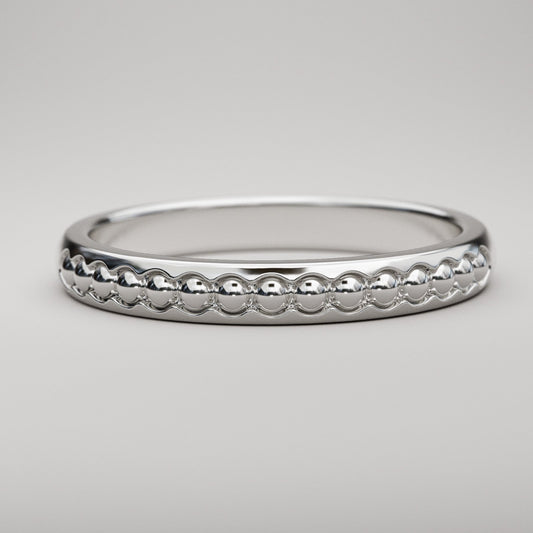 White gold beads wedding band