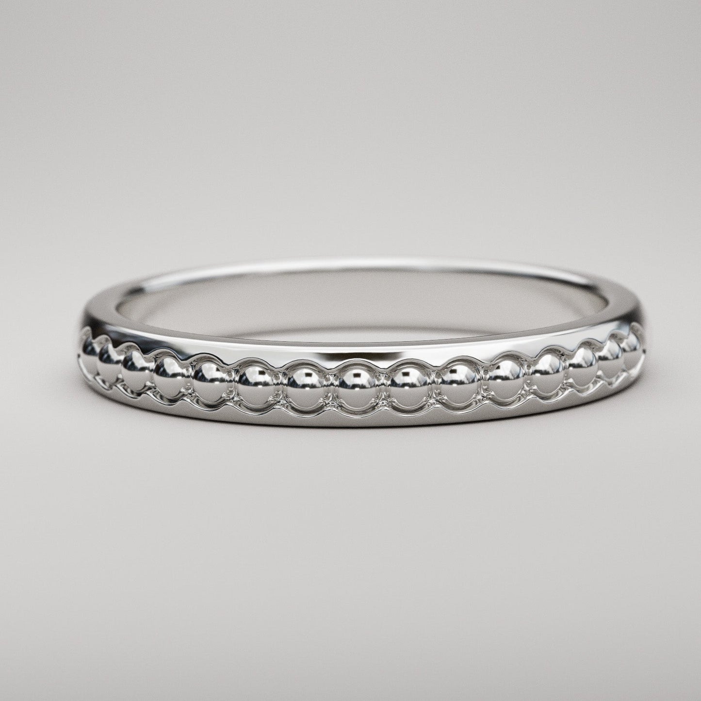 2.5mm wide white gold bead wedding band
