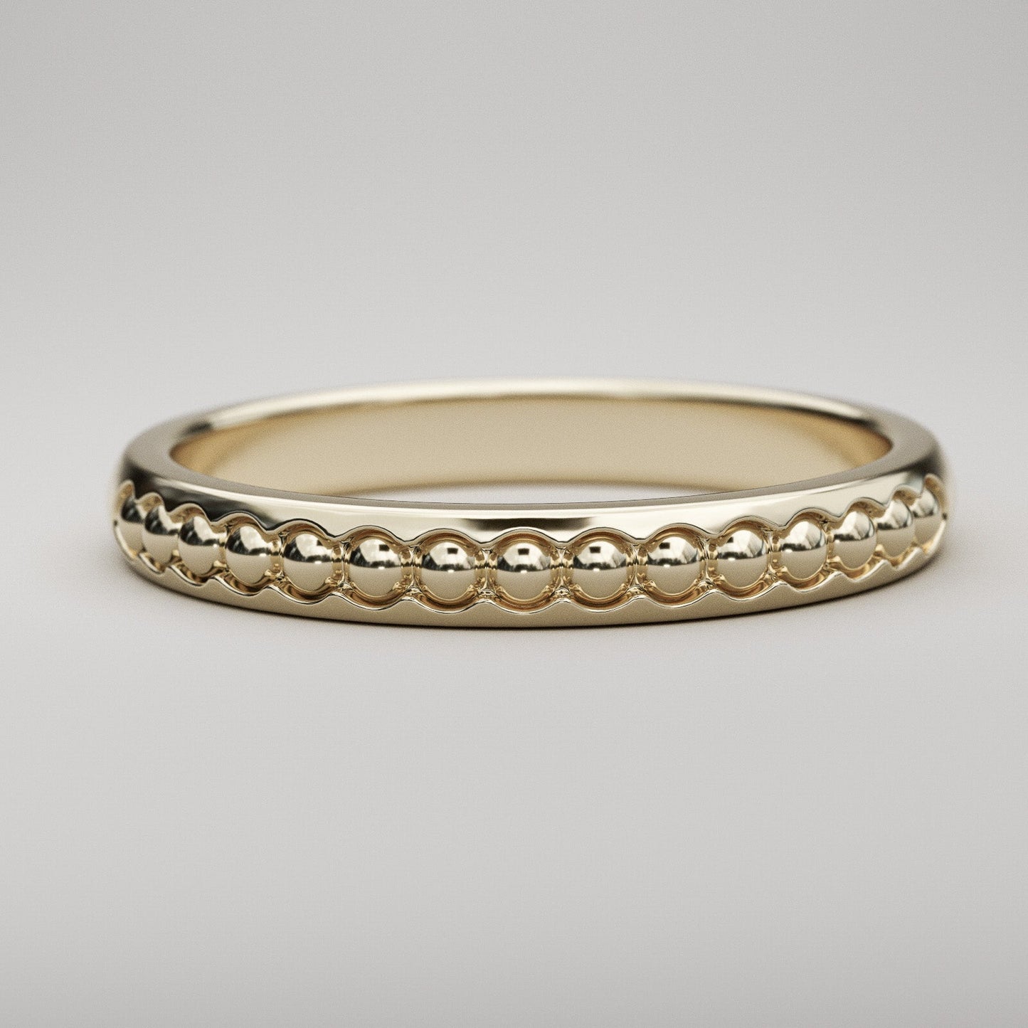 Yellow gold beads wedding band