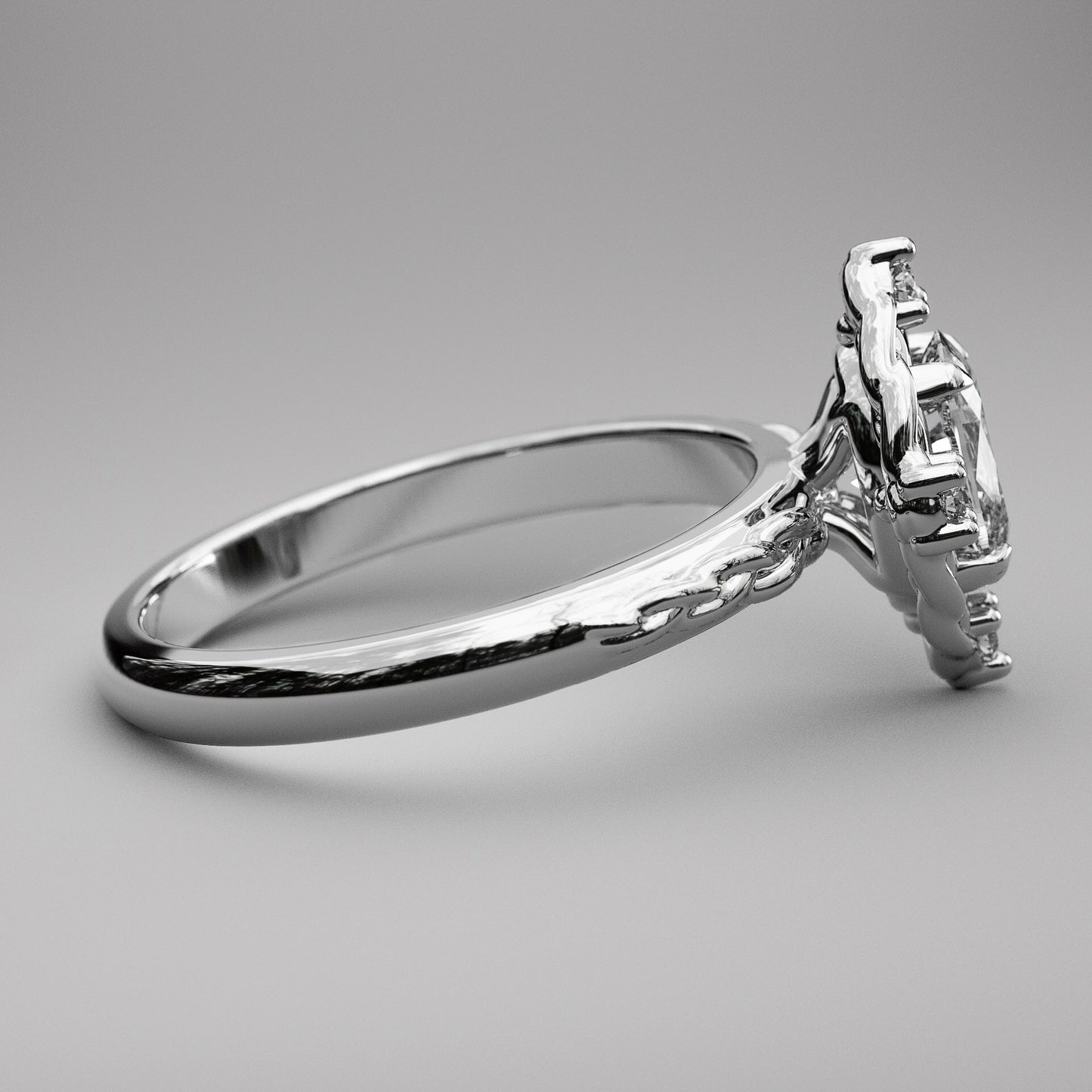 Braided Halo and Oval Charles and Colvard Moissanite Ring - LA TRESSÉE