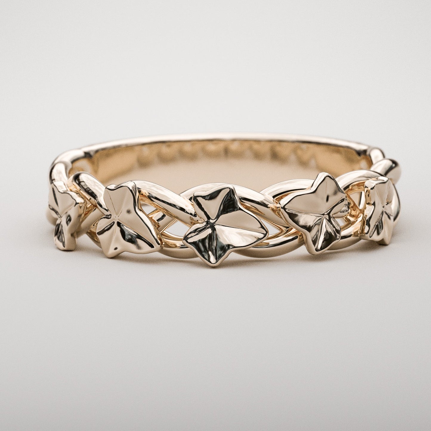 Woven Ivy leaf ring in rose gold