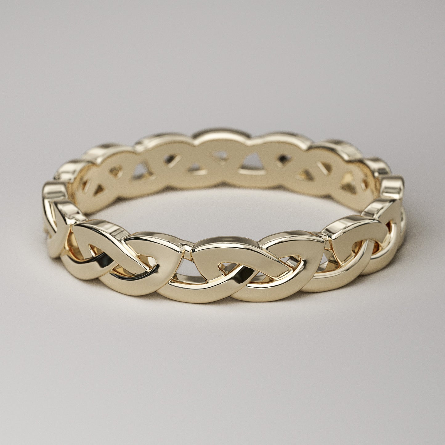 Overhand knot eternity ring, wedding band for women in 14k or 18k gold