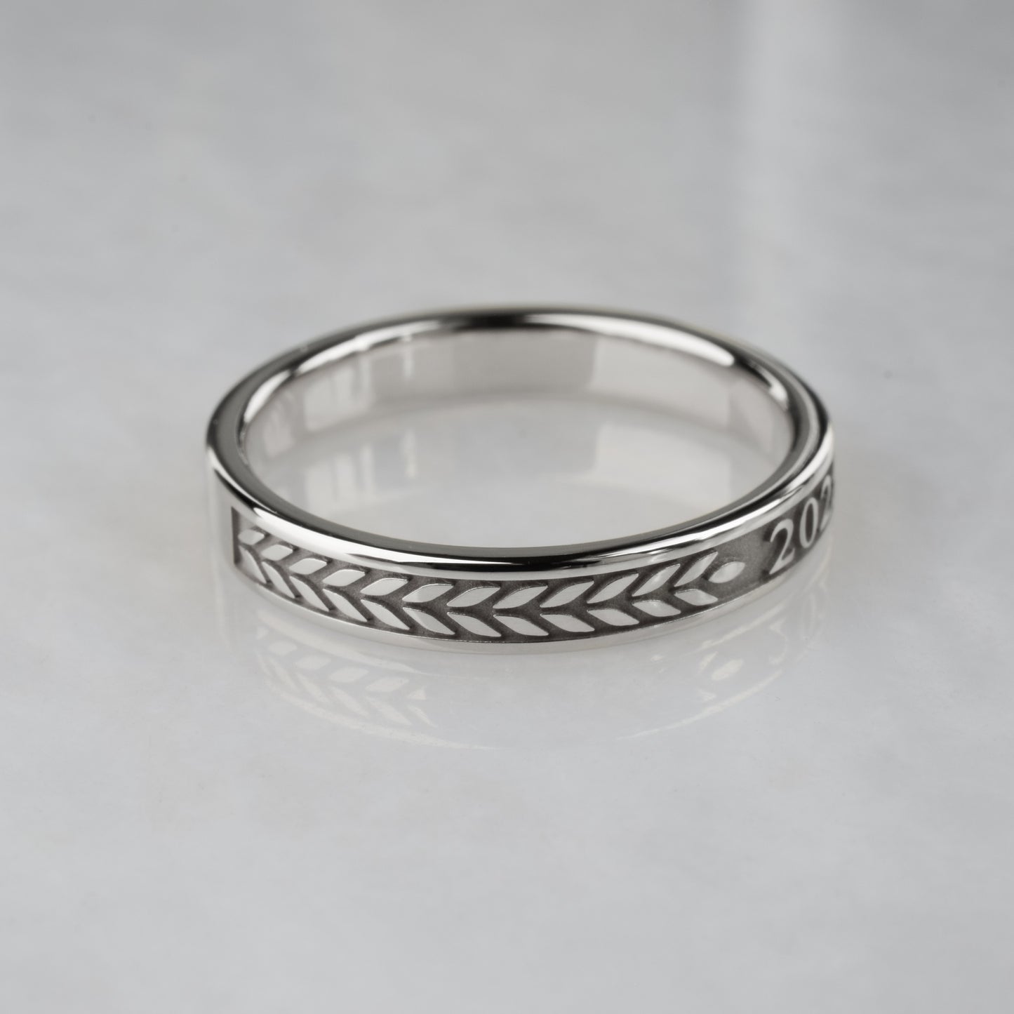 Graduation Ring with Year and School Letters, White Gold