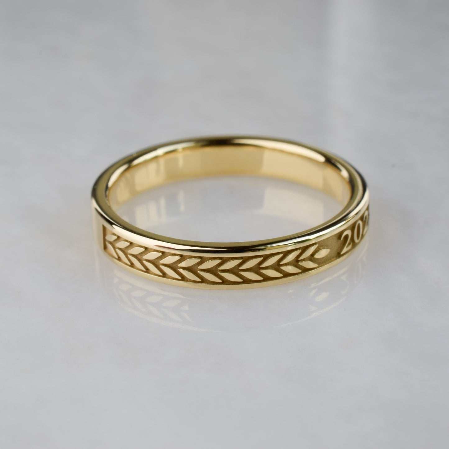 Graduation Ring with Year and School Letters, Yellow Gold
