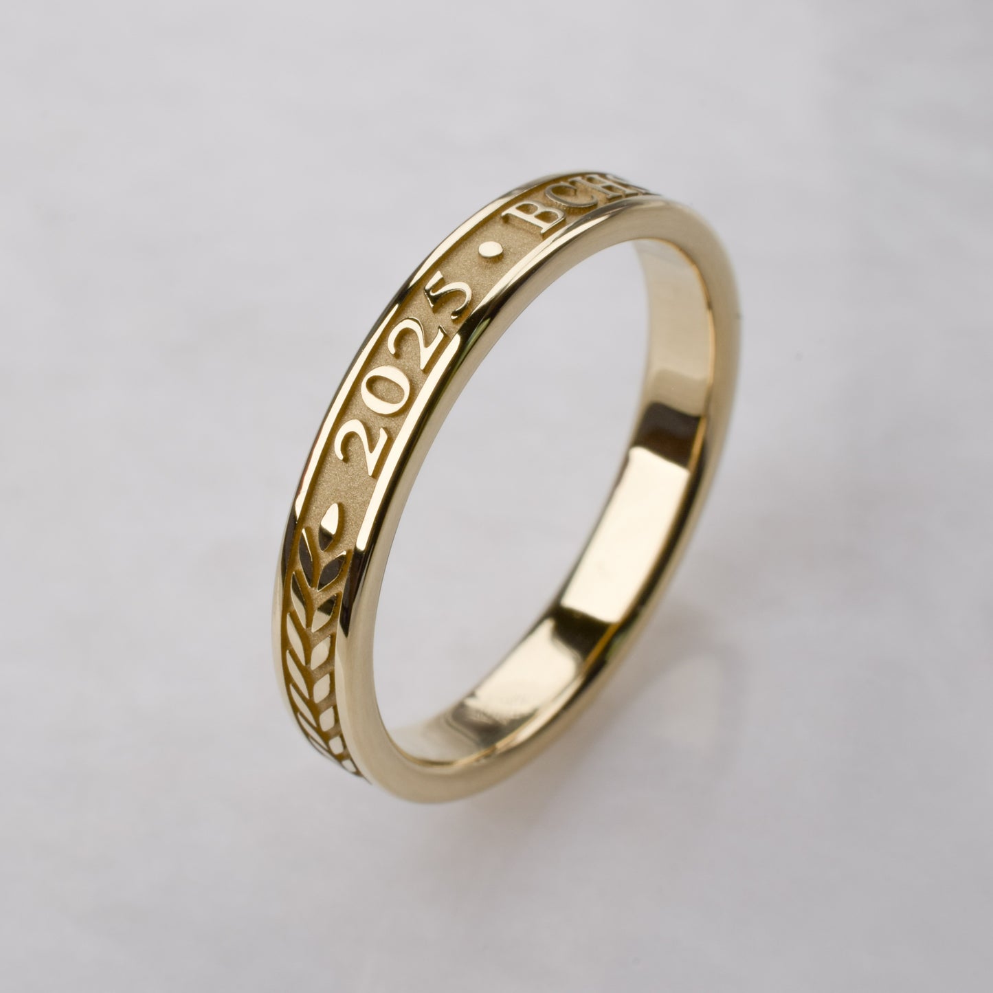 Graduation Ring with Year and School Letters, Yellow Gold