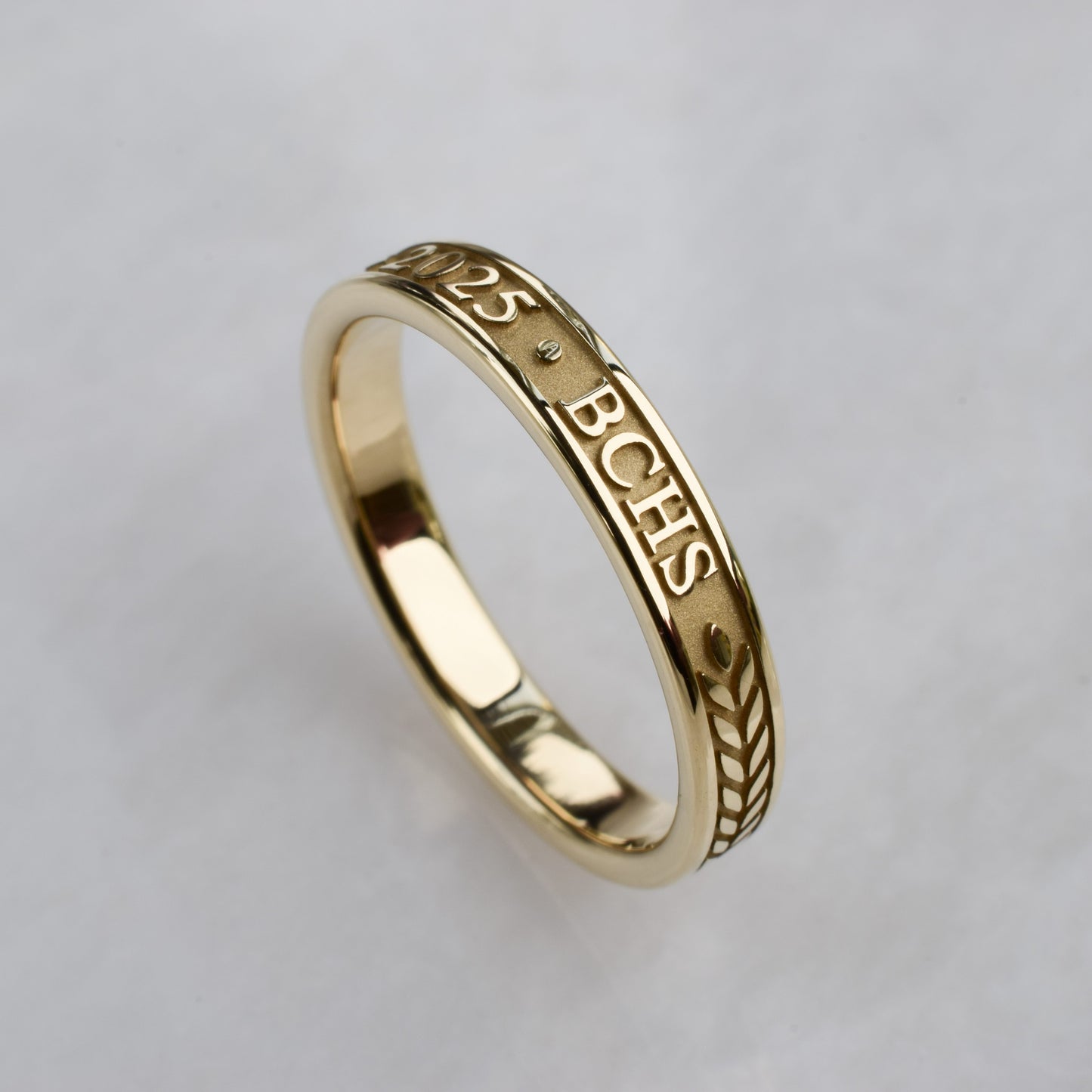 Graduation Ring with Year and School Letters, Yellow Gold