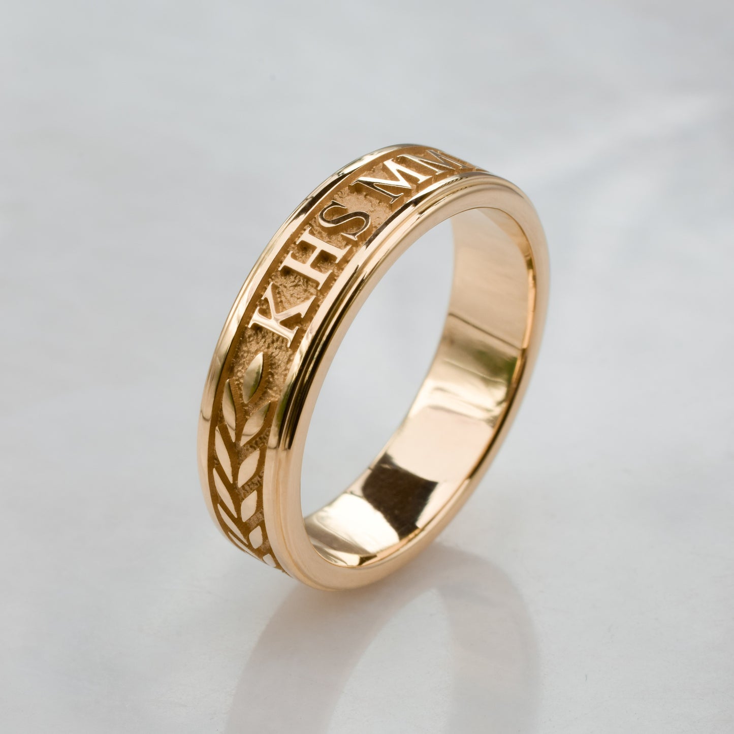 Graduation Ring with Stepped Edge, Rose Gold