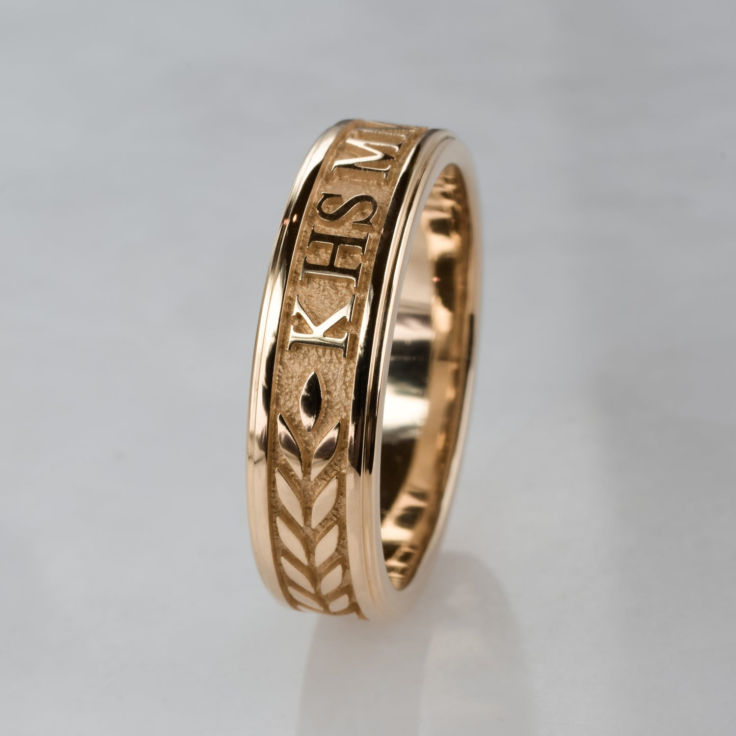 Graduation Ring with Stepped Edge, Rose Gold