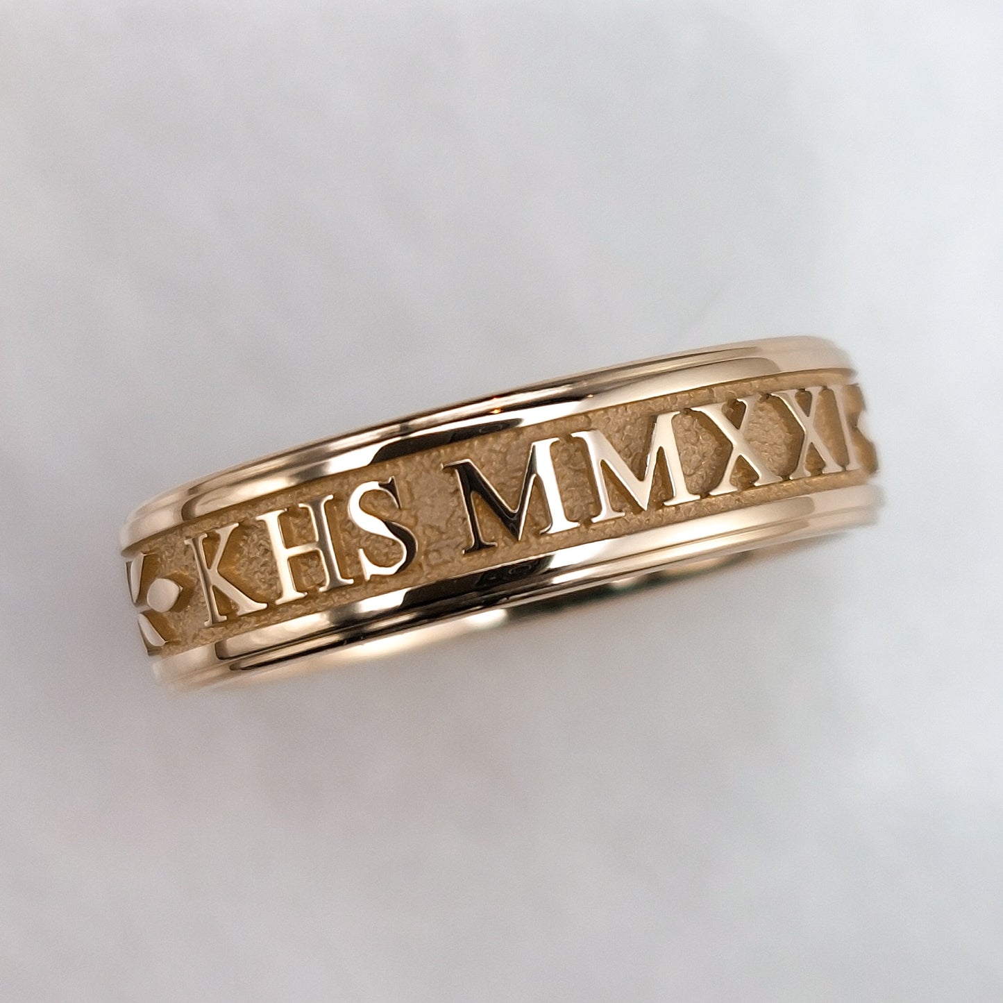 Graduation Ring with Stepped Edge, Rose Gold