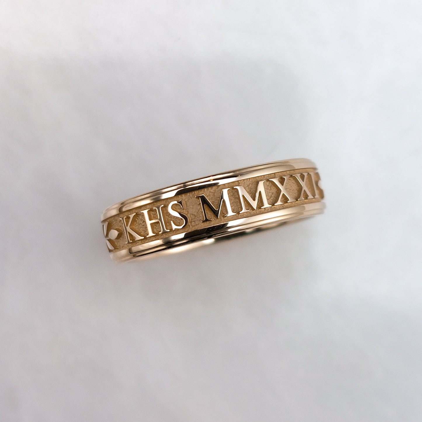Graduation Ring with Stepped Edge, Rose Gold