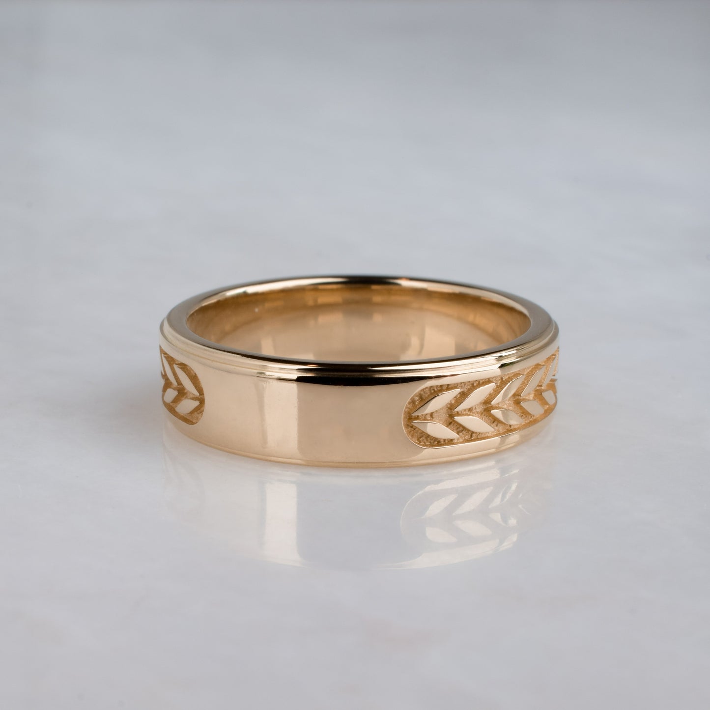 Graduation Ring with Stepped Edge, Rose Gold