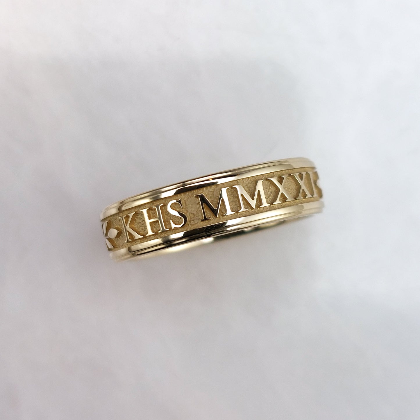 Graduation Ring with Stepped Edge, Yellow Gold