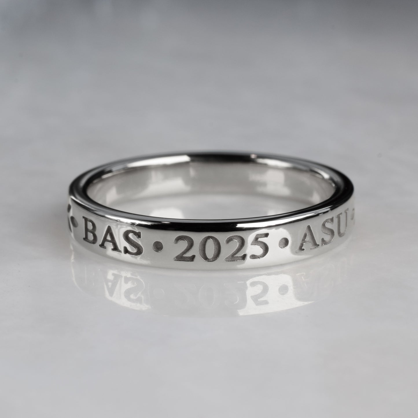 Graduation Ring - Engraved Style, White Gold