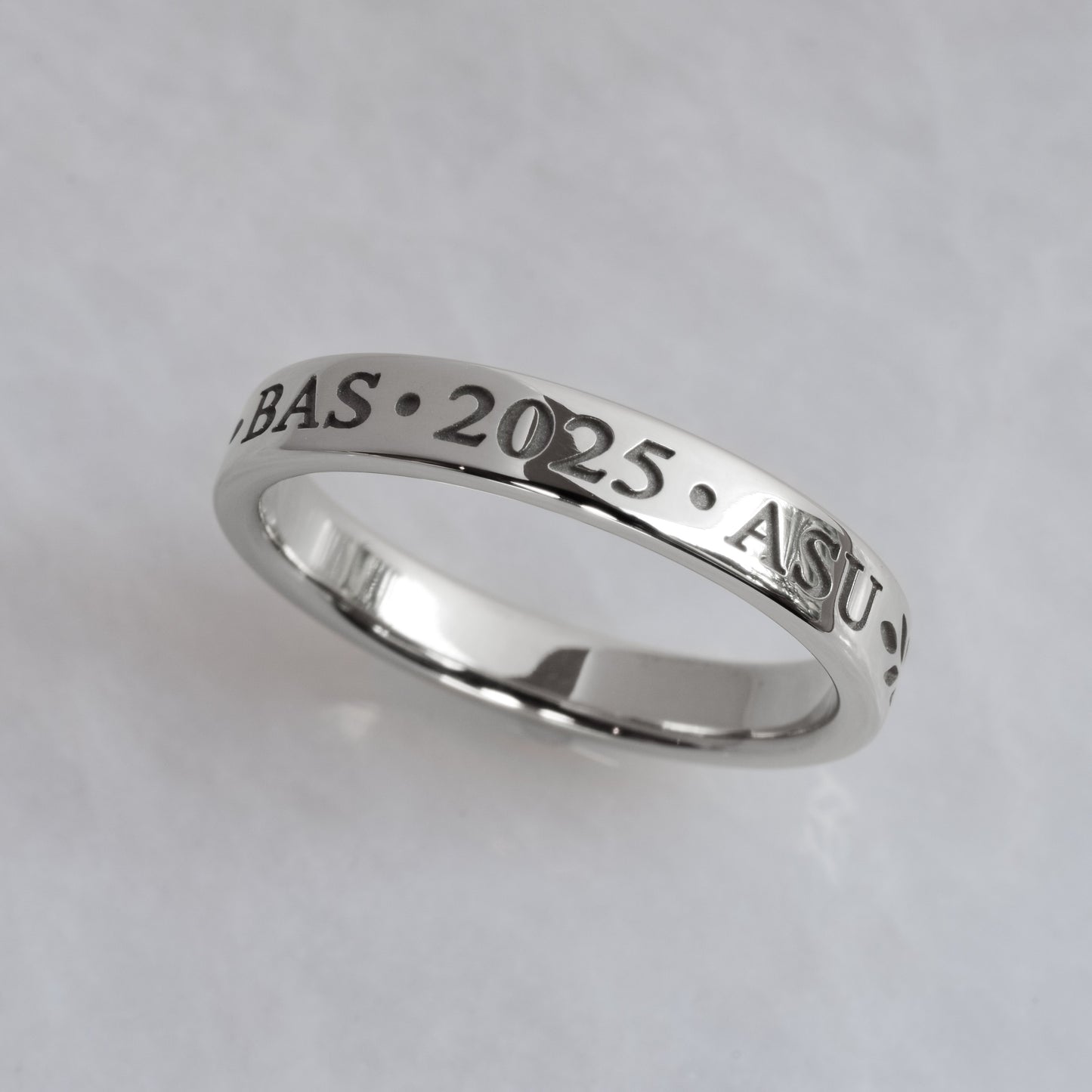 Graduation Ring - Engraved Style, White Gold