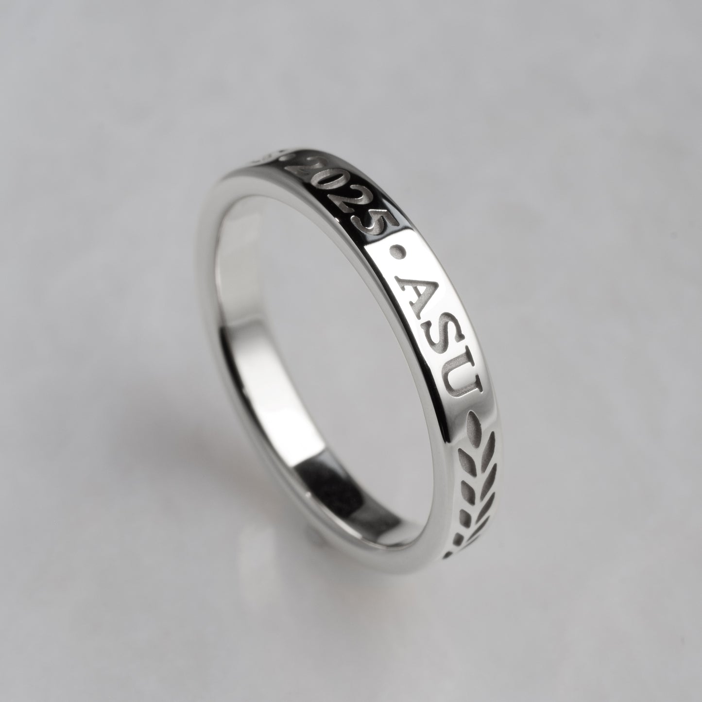 Graduation Ring - Engraved Style, White Gold