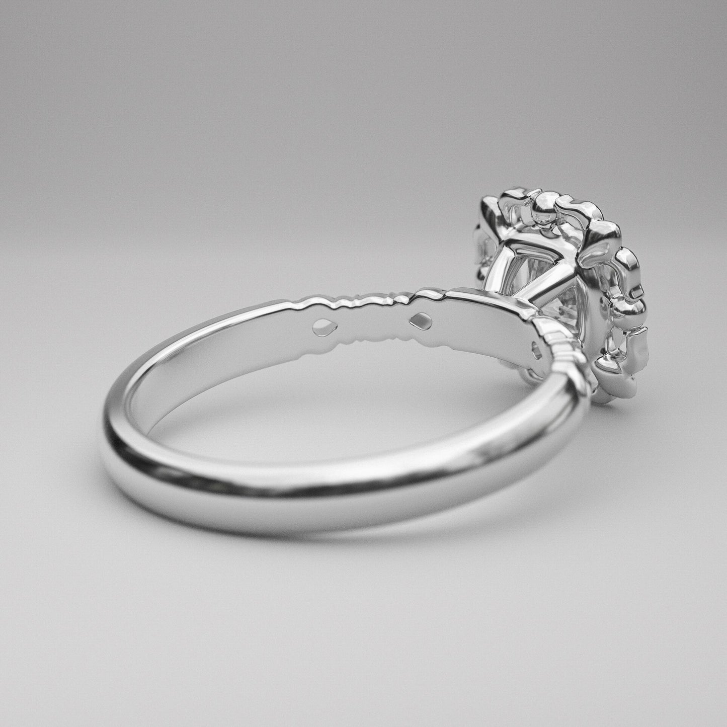 Filigree Halo with Cushion Cut Neo Prime Moissanite Gemstone - EN FILIGRANE