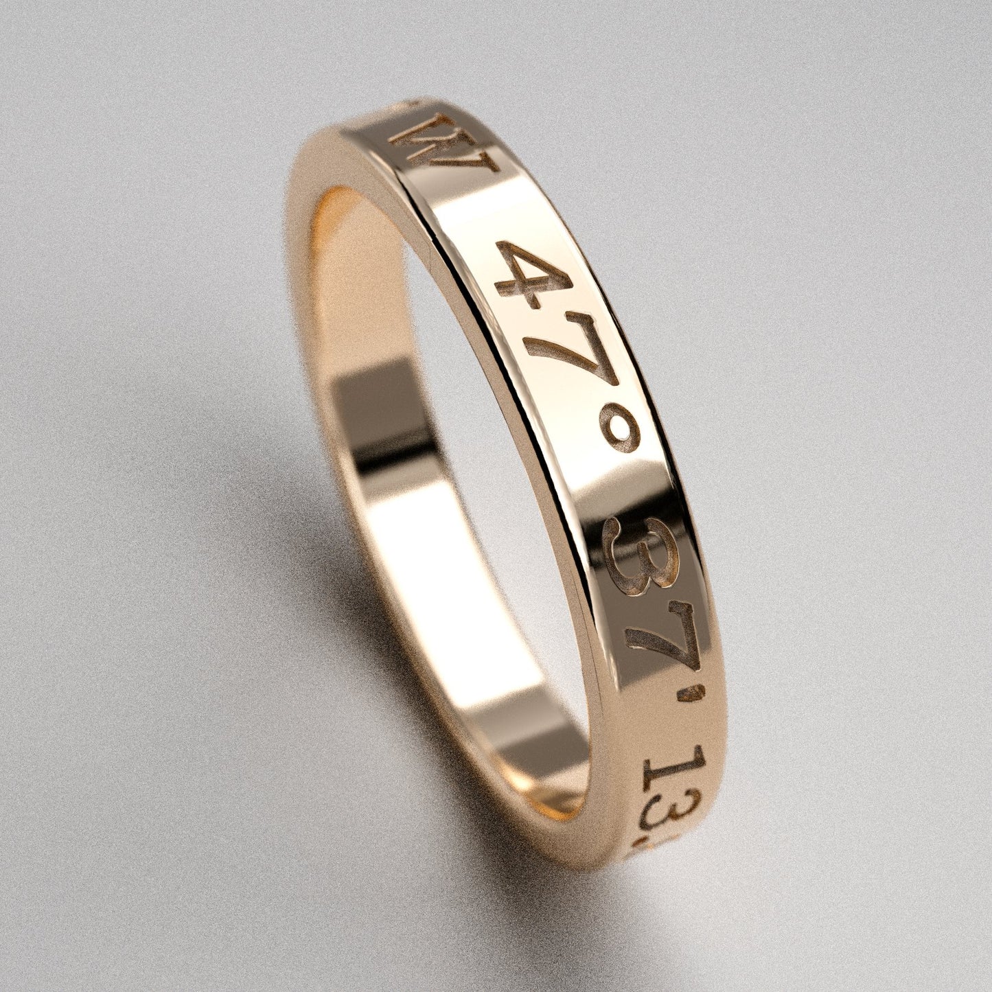 Inset Custom Coordinates Ring, 3mm Wide