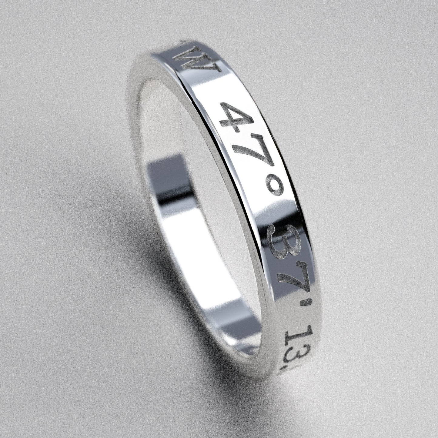 Inset Custom Coordinates Ring, 3mm Wide