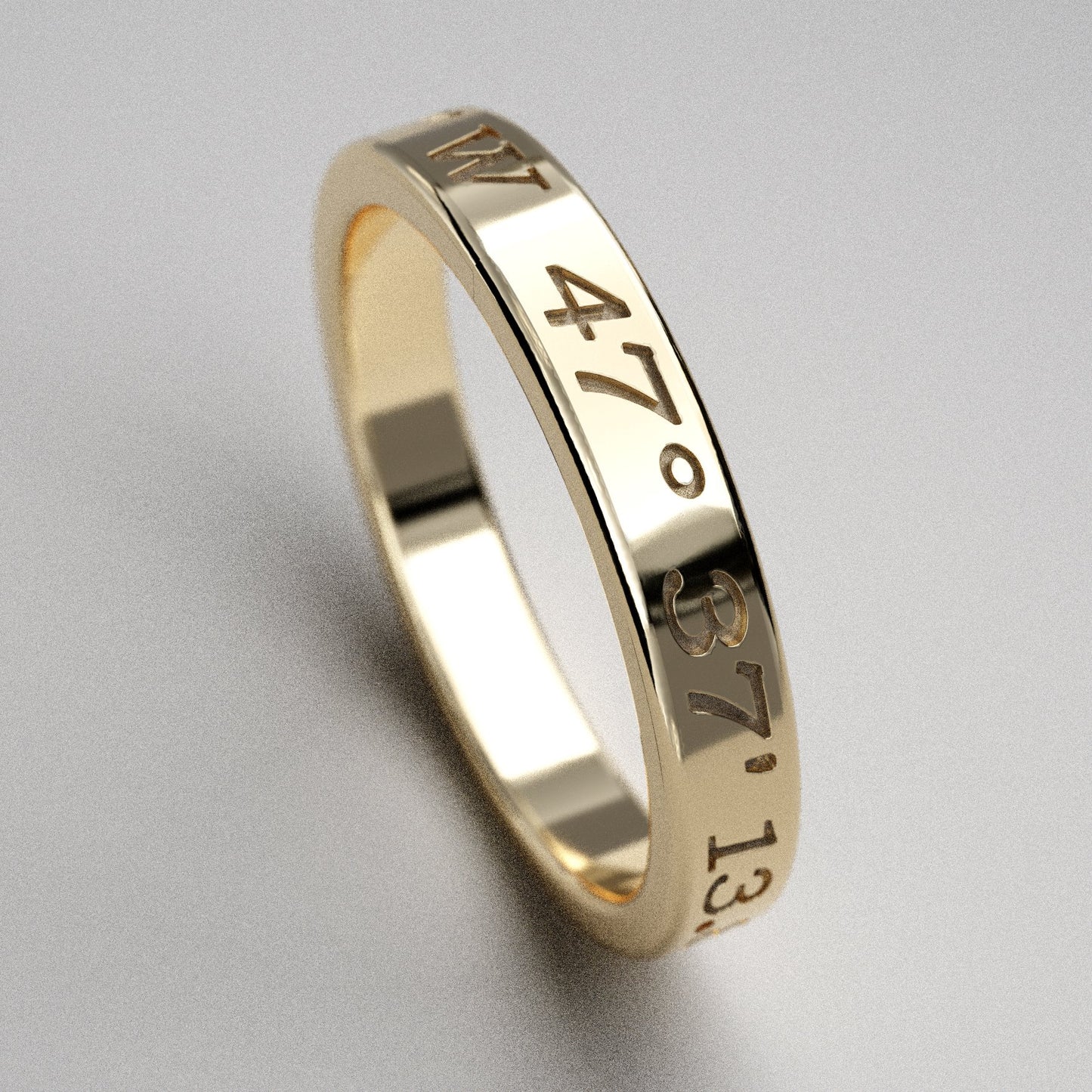 Inset Custom Coordinates Ring, 3mm Wide
