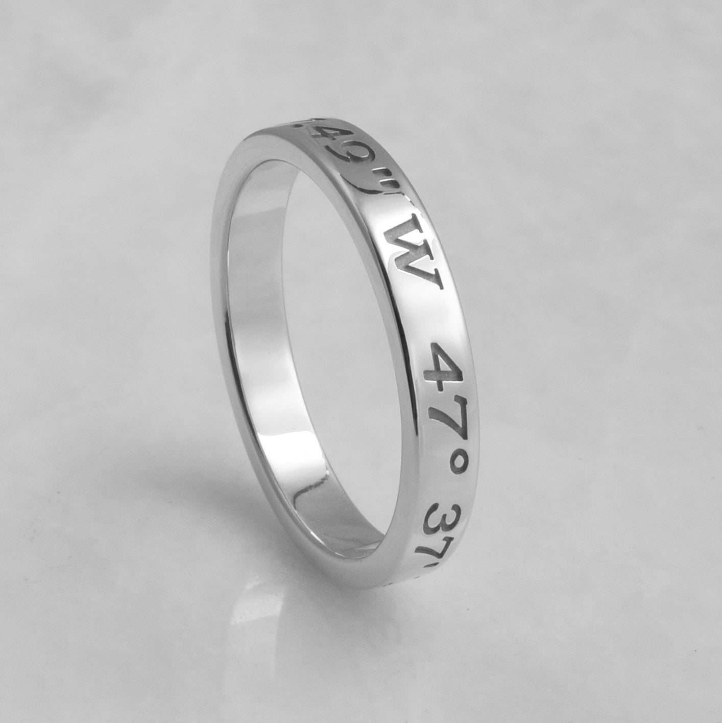 Inset Custom Coordinates Ring, 3mm Wide
