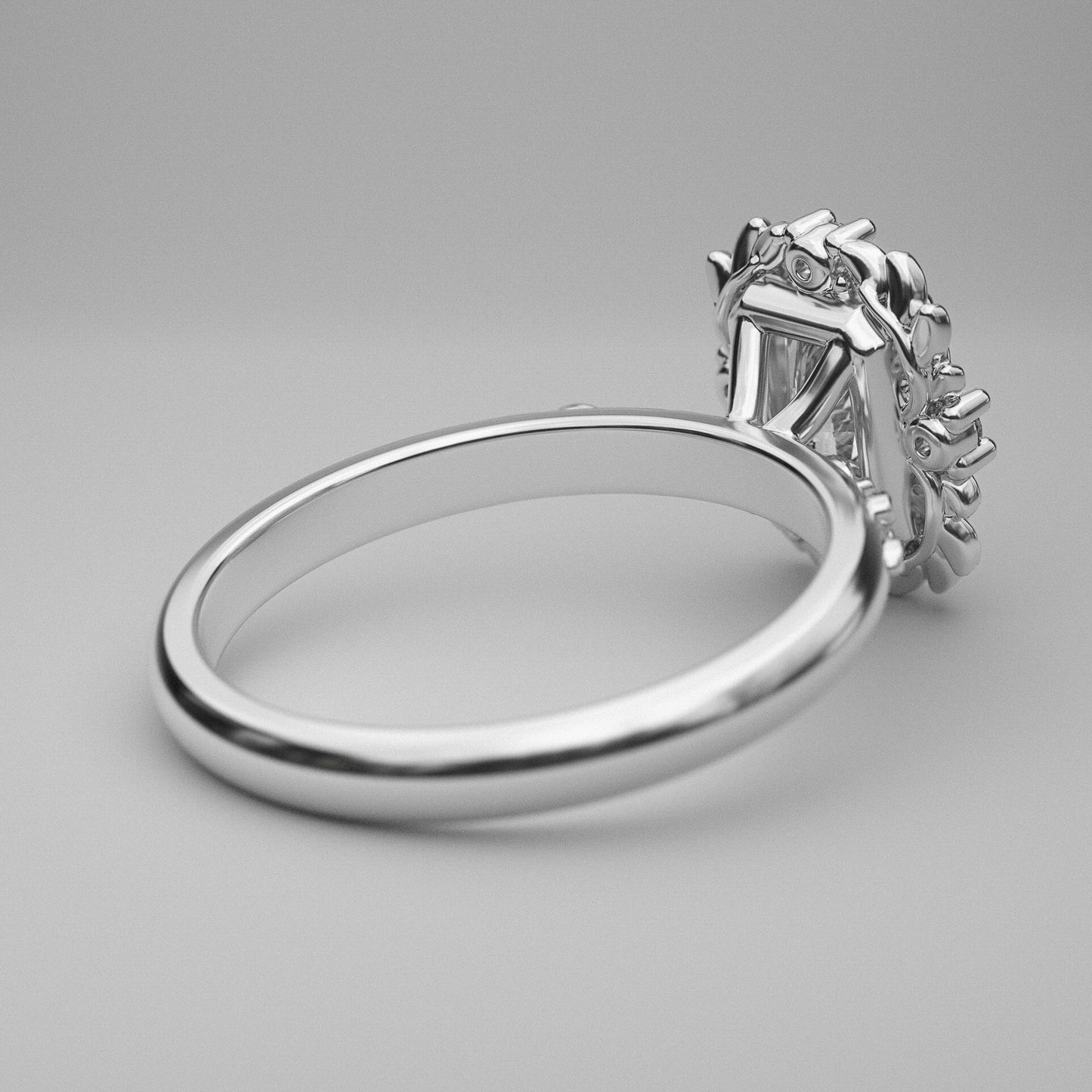 Leaf Halo with Radiant Cut Charles and Colvard Moissanite - LA FEUILLUE II