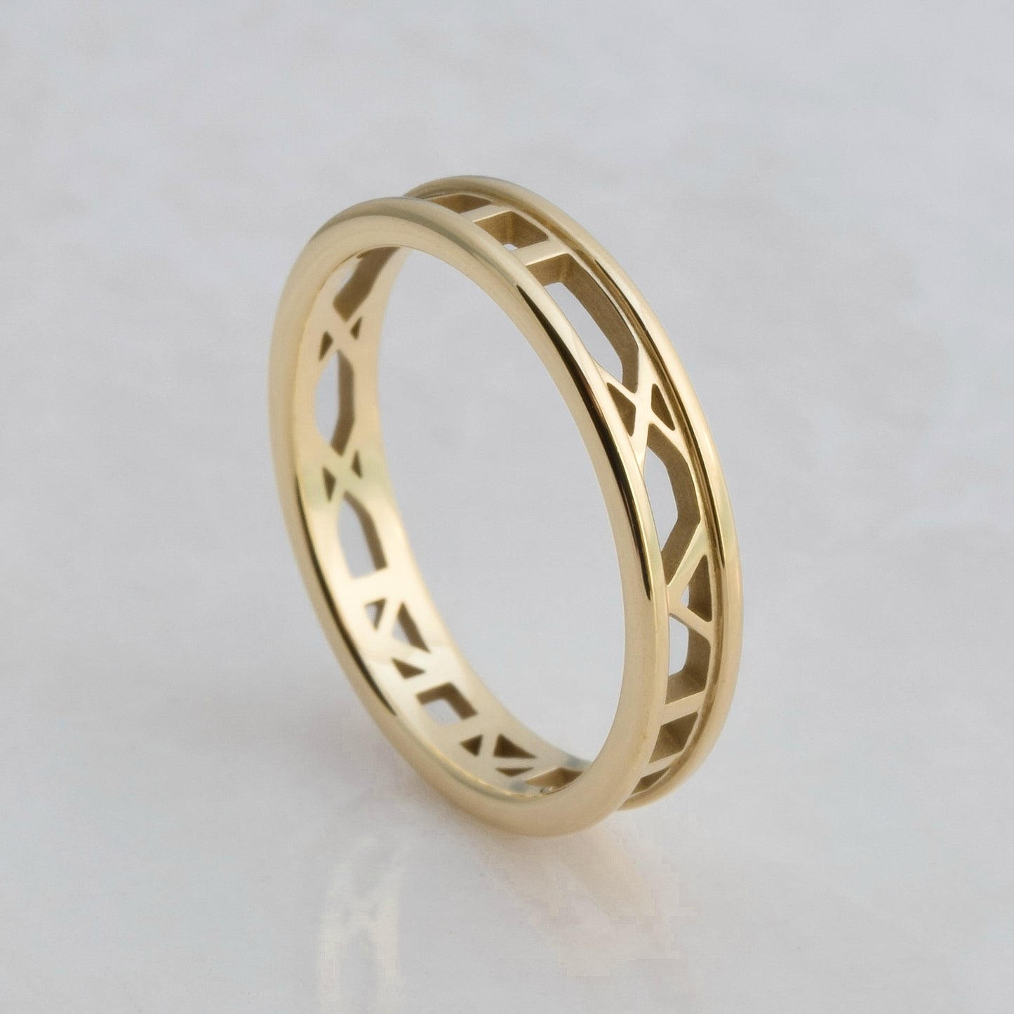 Open Background Custom Date Roman Numeral Ring, 3.5mm wide