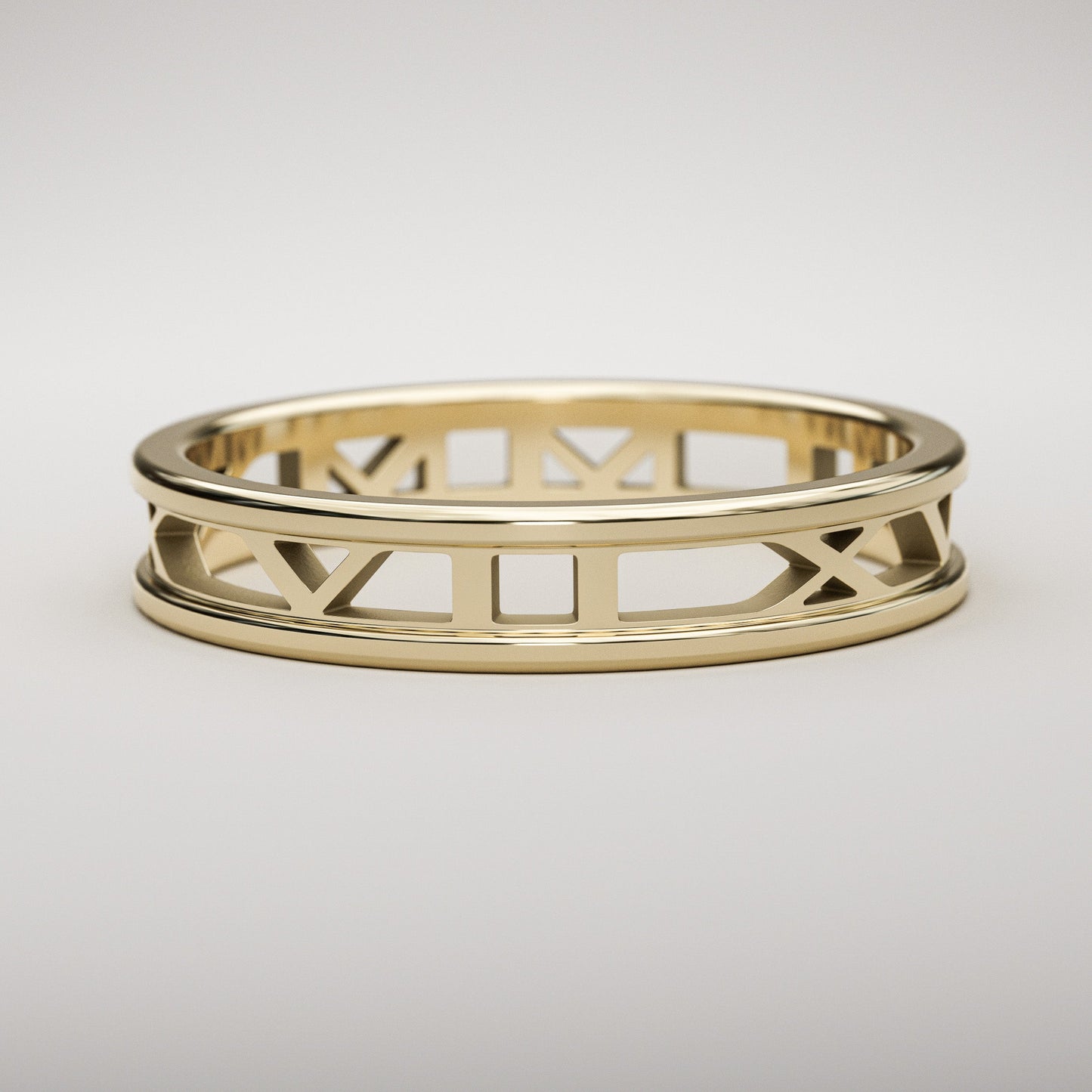 Anniversary ring - Personalized date Roman Numeral ring in yellow gold