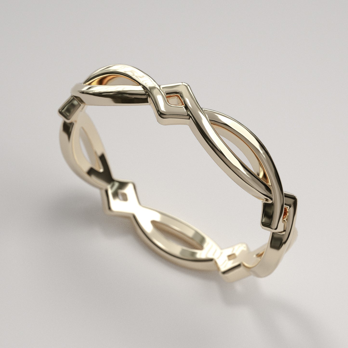Simple Celtic weave band in solid 14k or 18k gold by Pete Rhodes