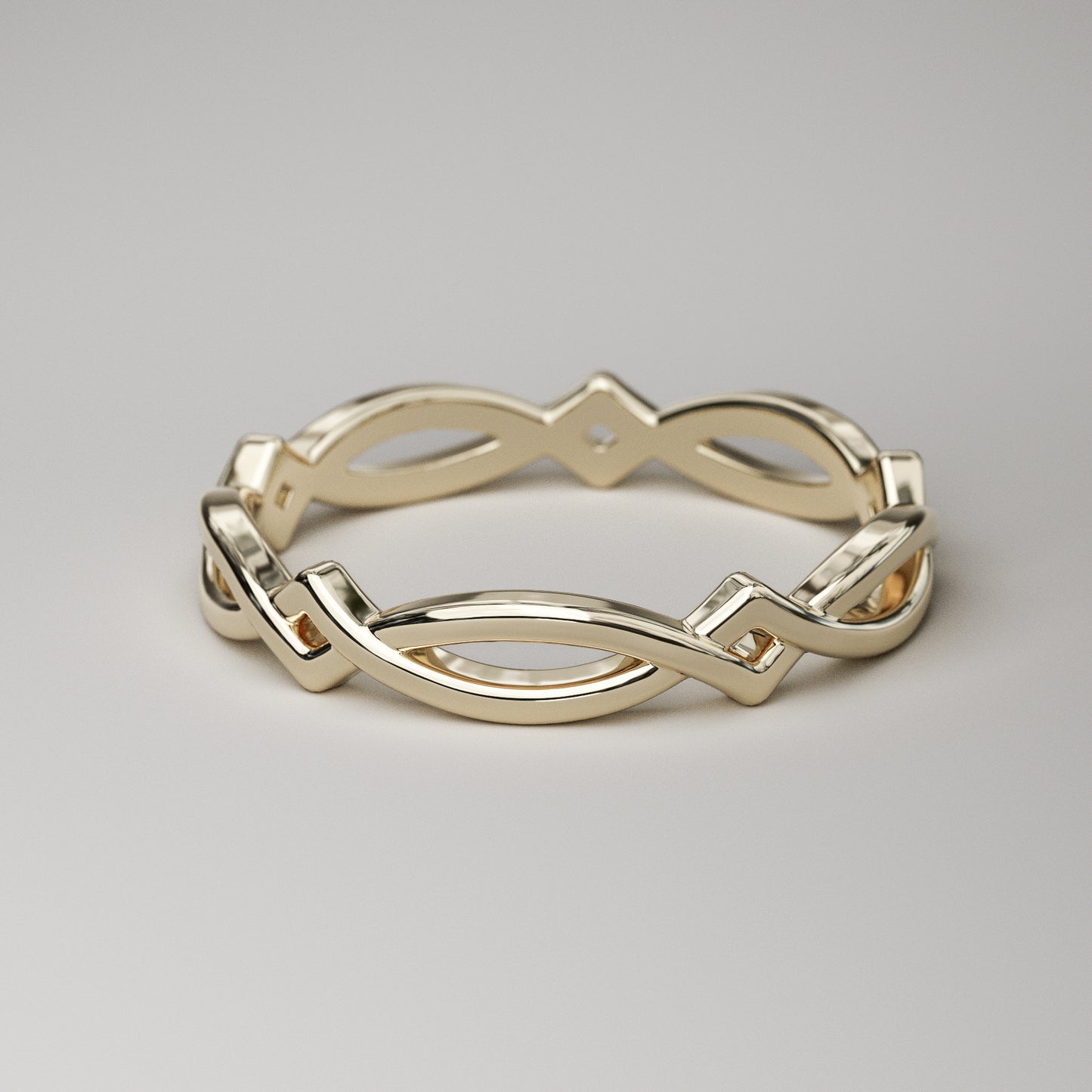 Simple Celtic weave band in solid 14k or 18k gold by Pete Rhodes