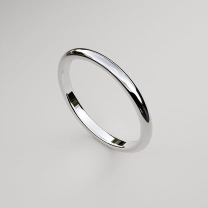 traditional 2mm wide wedding band in white gold