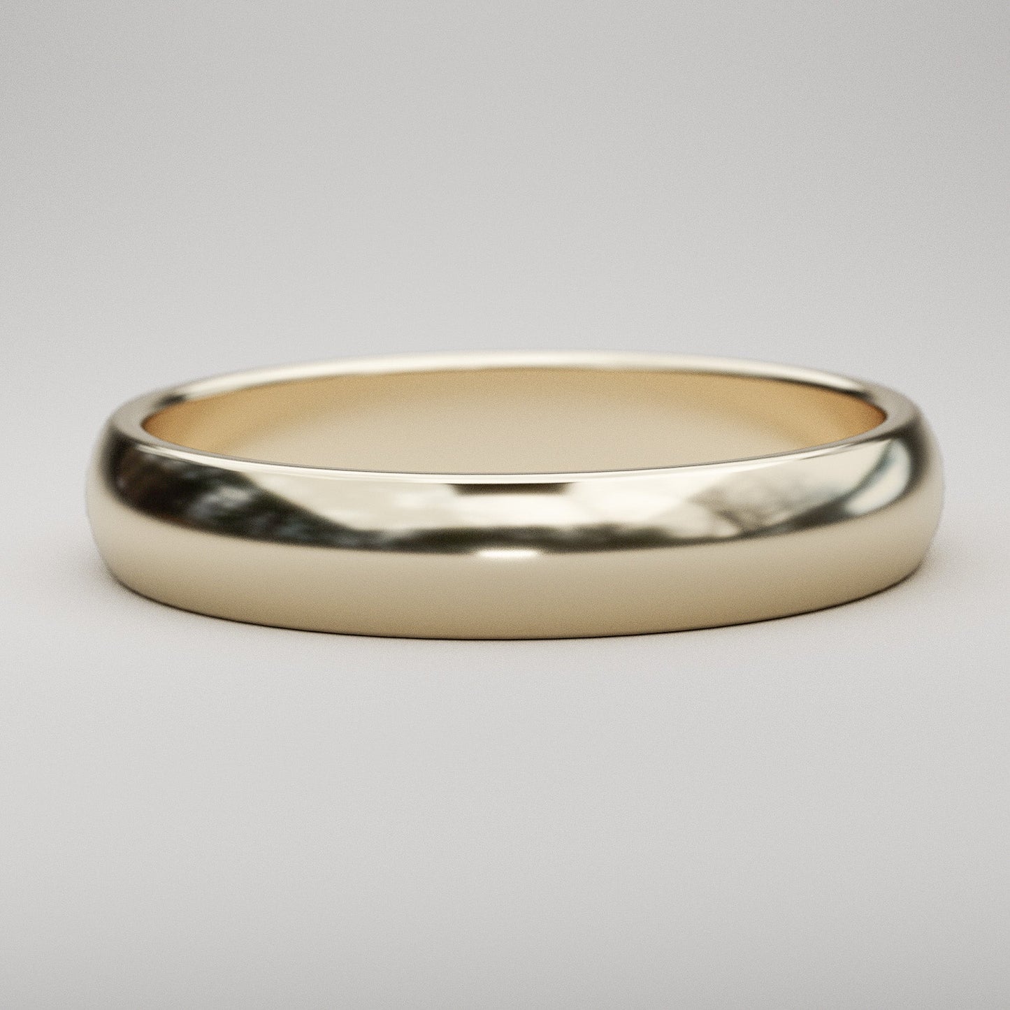 4mm wide classic domed wedding band in yellow gold