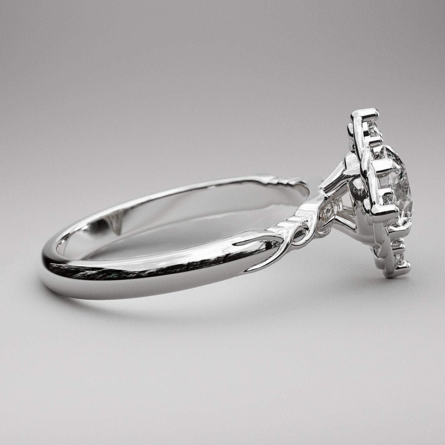 Woven Gold Strand Halo with Round Charles and Colvard Moissanite - ENTRELACÉE
