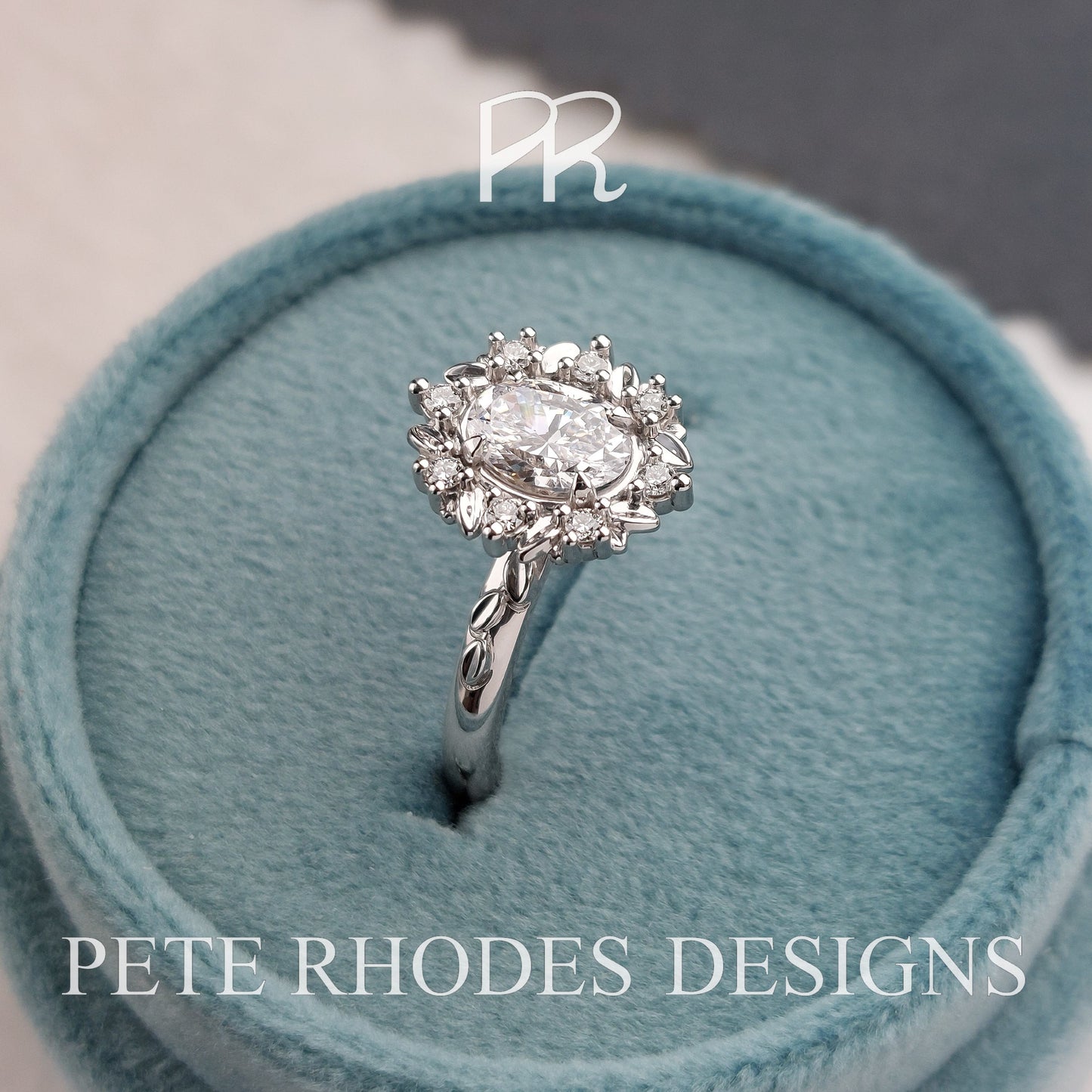 Wreath Halo with Oval Charles and Colvard Moissanite - LA COURONNÉE