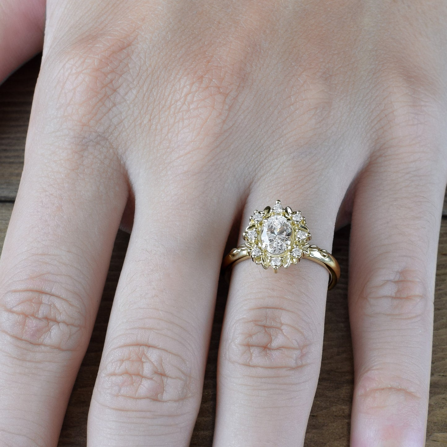 Wreath Halo with Oval Charles and Colvard Moissanite - LA COURONNÉE