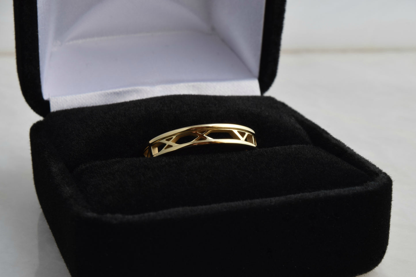 Open Background Custom Date Roman Numeral Ring, 3.5mm wide