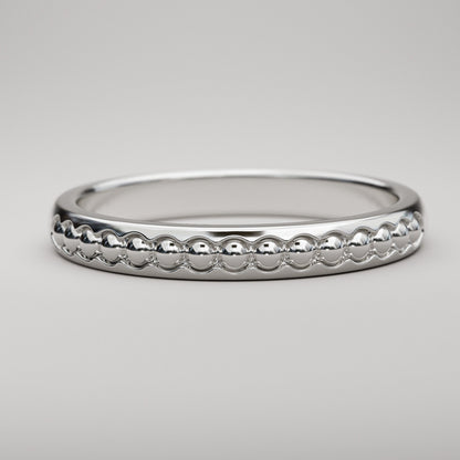 2.5mm wide white gold bead wedding band