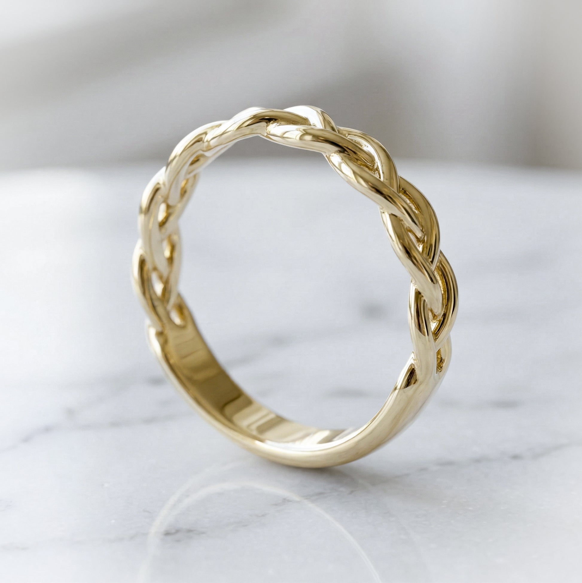Celtic inspired yellow gold braided ring