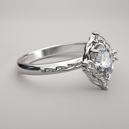Braided Halo and Oval Charles and Colvard Moissanite Ring - LA TRESSÉE