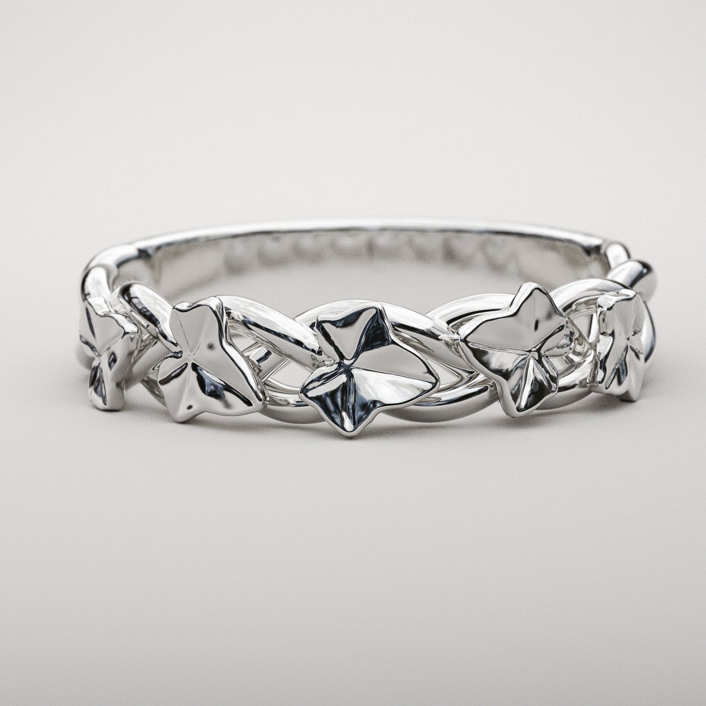 braided ivy ring in white gold