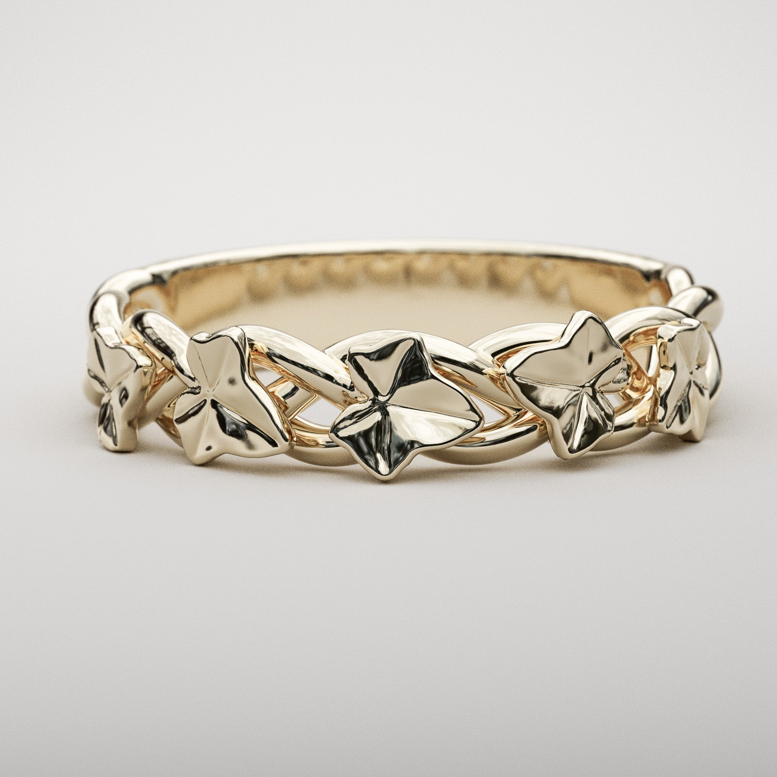 Celtic inspired ivy ring in yellow gold