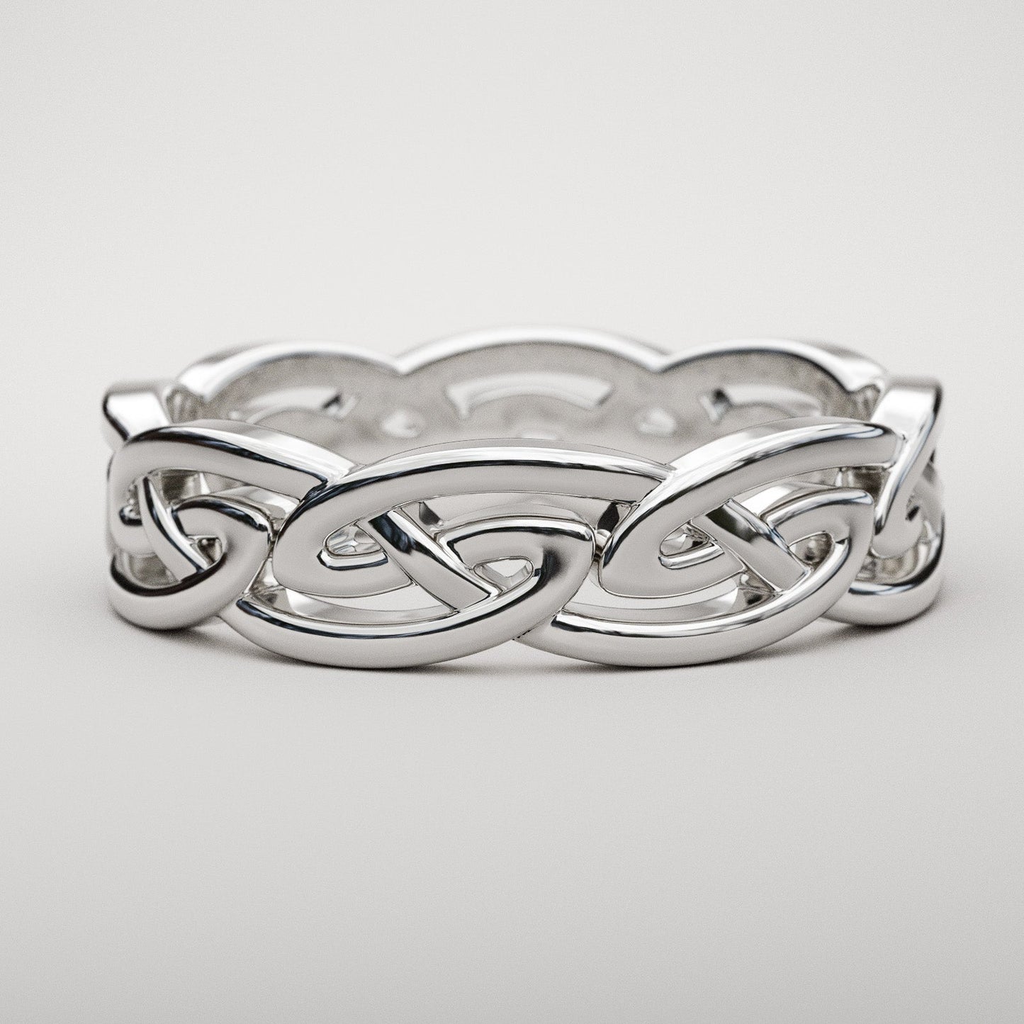 continuous knot ring in white gold