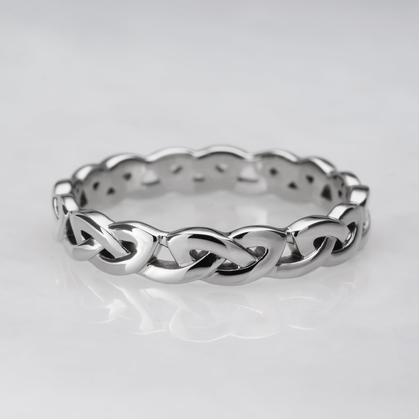 14K white gold wedding band - simple knot Celtic eternity ring