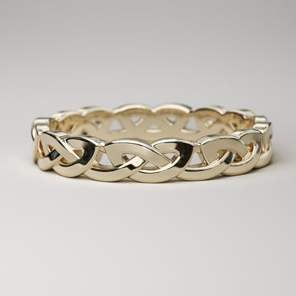 Overhand knot eternity ring, wedding band for women in 14k or 18k gold