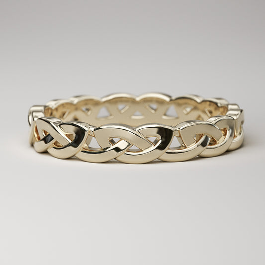 Overhand knot eternity ring, wedding band for women in 14k or 18k gold