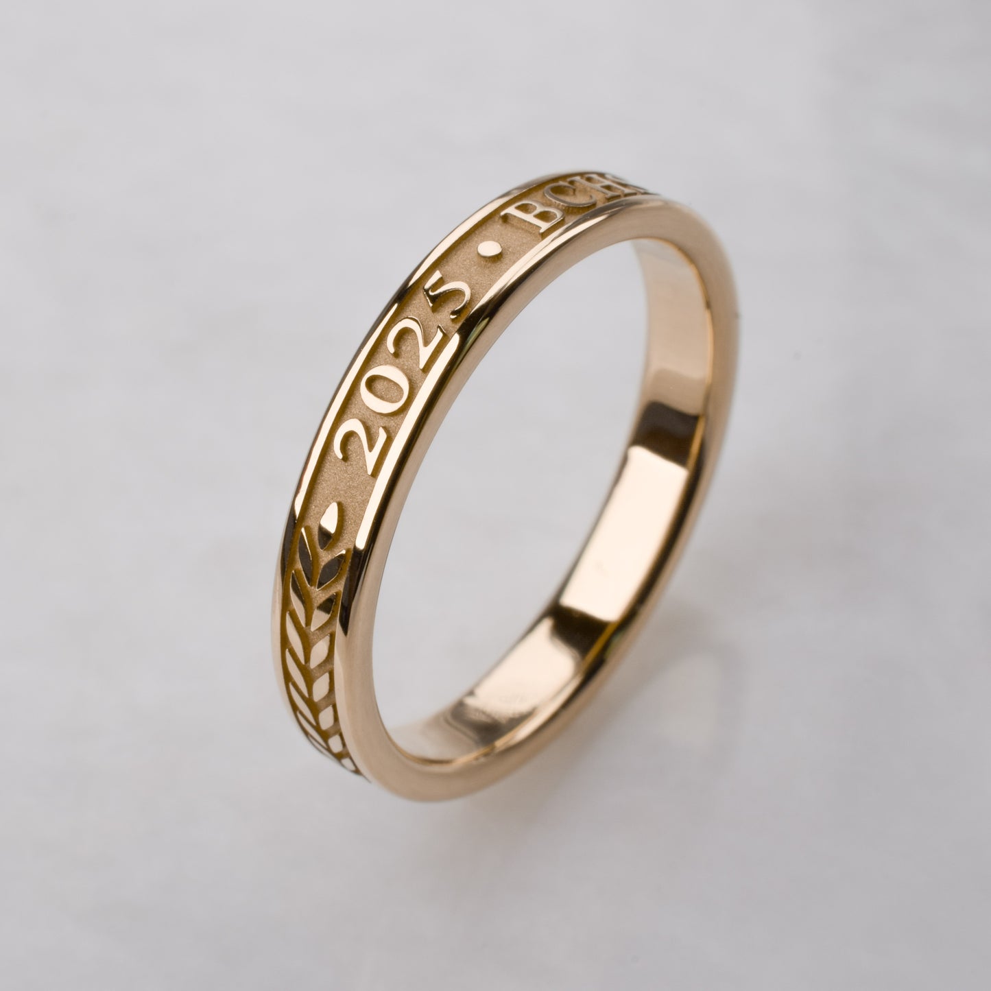 Graduation Ring with Year and School Letters, Rose Gold