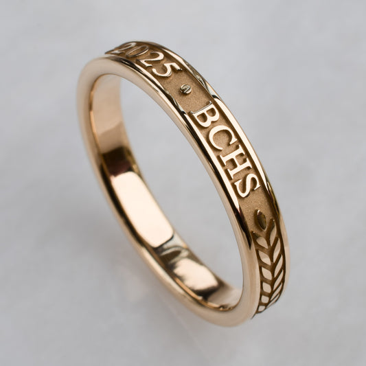 Graduation Ring with Year and School Letters, Rose Gold