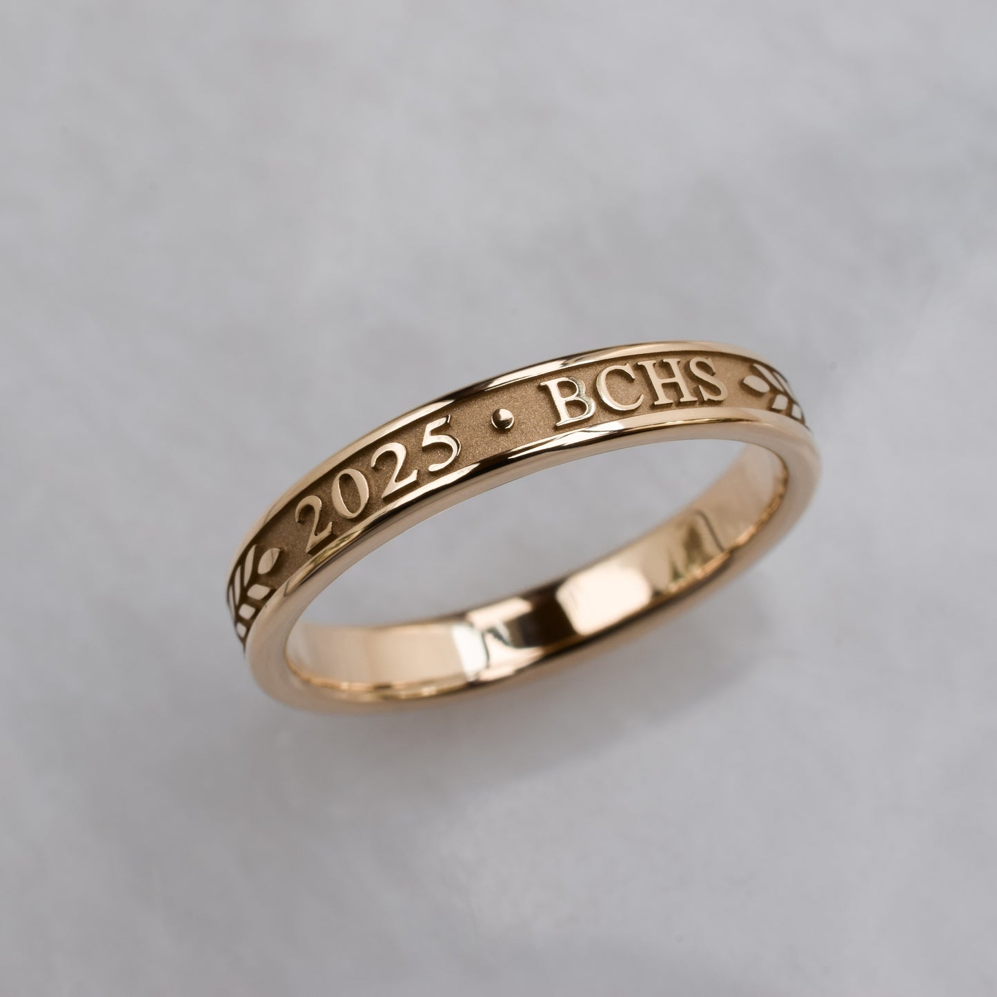 Graduation Ring with Year and School Letters, Rose Gold