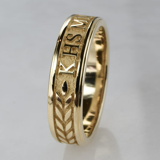 Graduation Ring with Stepped Edge, Yellow Gold