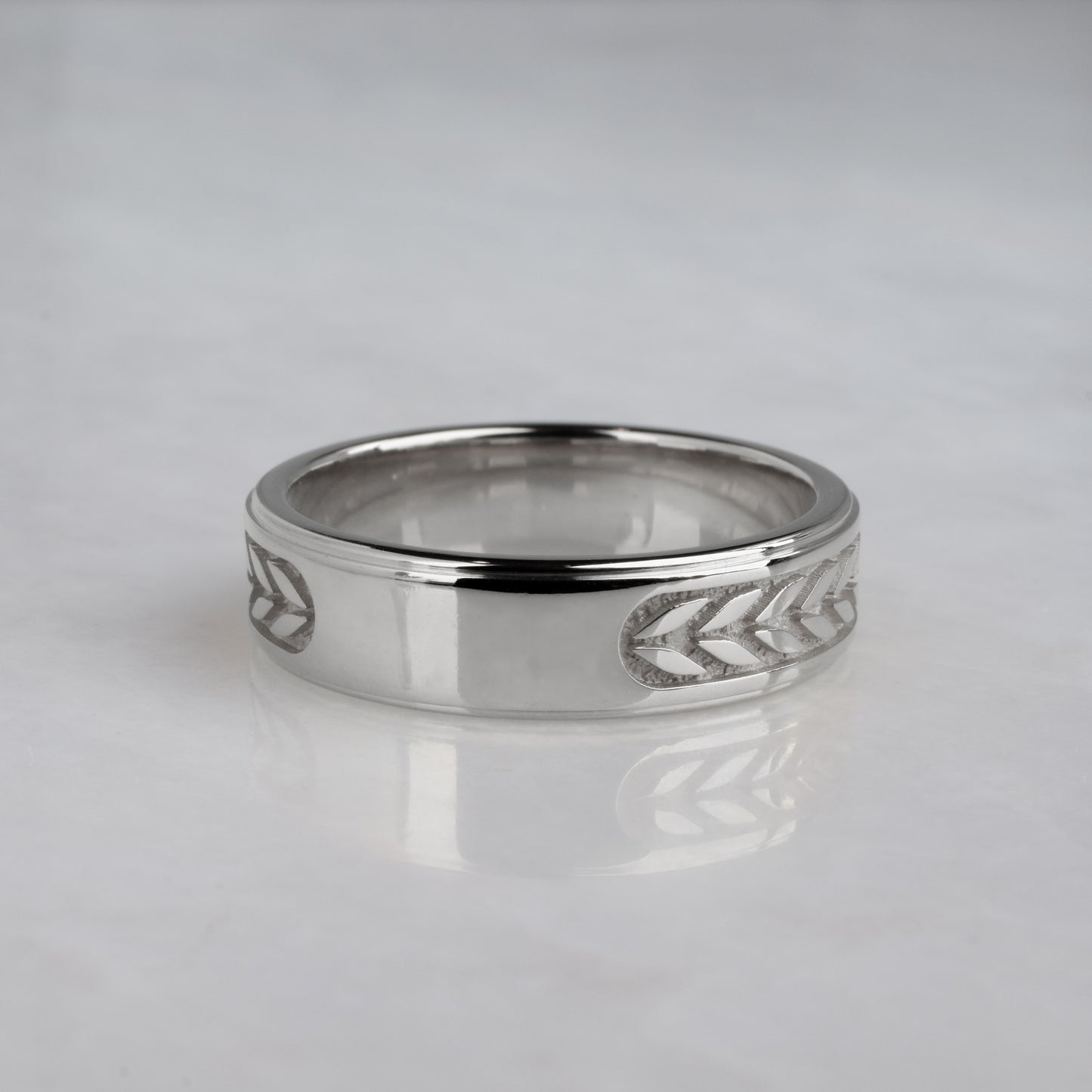 Graduation Ring with Stepped Edge, White Gold